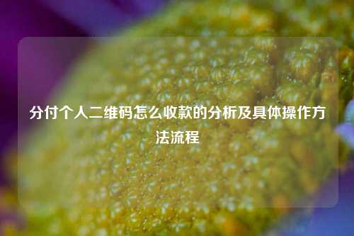 分付个人二维码怎么收款的分析及具体操作方法流程