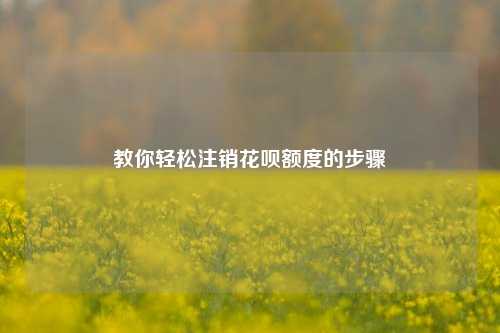 教你轻松注销花呗额度的步骤