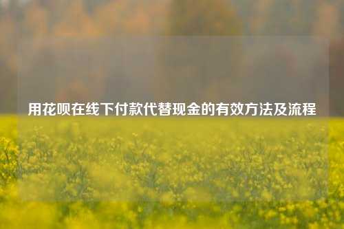 用花呗在线下付款代替现金的有效方法及流程