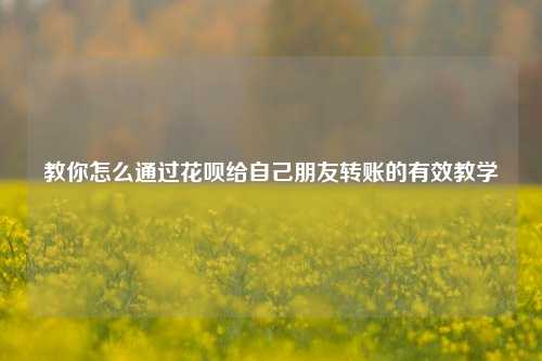 教你怎么通过花呗给自己朋友转账的有效教学